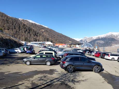 Alpi della Val Müstair : Accesso nei comprensori sciistici e parcheggio – Accesso, parcheggi Monte di Watles - Malles Venosta (Mals)