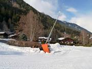 Innevamento con lance a valle sulla pista Savoy