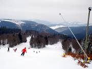 Anche molto ampia: la discesa di partenza presso la stazione a monte