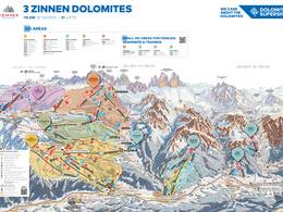 Mappa delle piste 3 Cime/3 Zinnen Dolomiti - Monte Elmo/Orto del Toro/Croda Rossa/Passo Monte Croce