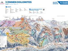 Mappa delle piste 3 Cime/3 Zinnen Dolomiti - Monte Elmo/Orto del Toro/Croda Rossa/Passo Monte Croce