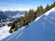 Discesa Zirben con una pendenza dell’80%