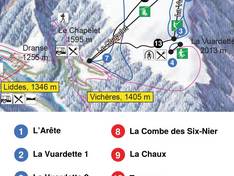 Mappa delle piste Vichères (Liddes)