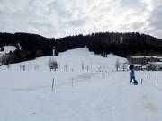 Vista dallo skilift per principianti verso lo skilift e Hauchenberg