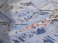 Mappa delle piste Misurina - Passo Tre Croci