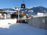 Fine della discesa a valle a Fügen direttamente presso la funivia Spieljochbahn