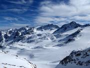Vista dal Daunjoch sul ghiacciaio dello Stubai