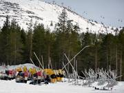 I cannoni da neve aspettano il prossimo utilizzo.