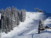 Tracce nella neve fresca sotto la Sonnalmbahn