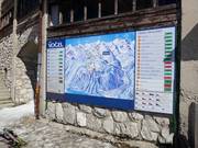 Mappa delle piste con informazioni operative aggiornate presso la stazione a monte