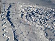 Sul lato destro è tracciato uno slalom