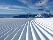 Pista perfettamente preparata nell’area sciistica Treble Cone