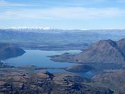 Vista da Treble Cone sulla località di Wānaka sul Lago Wānaka