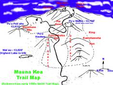 Mappa delle piste Mauna Kea - Hilo (Hawaii)