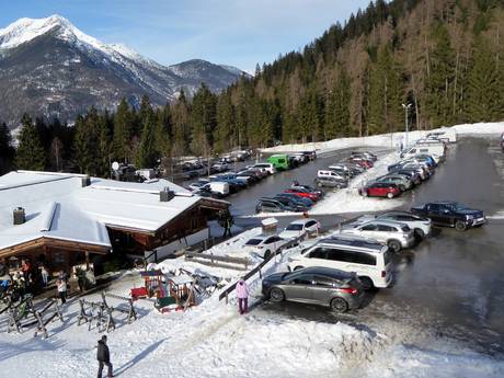 Monti del Wetterstein e Monti di Mieming: Accesso nei comprensori sciistici e parcheggio – Accesso, parcheggi Ehrwalder Alm - Ehrwald