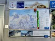 Mappa delle piste con informazioni operative aggiornate presso la stazione a valle