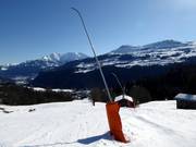 Lance da neve sulla discesa a valle verso Waltensburg