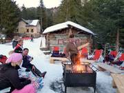 Après-ski al fuoco aperto presso la baita Val d'Anna a Ortisei