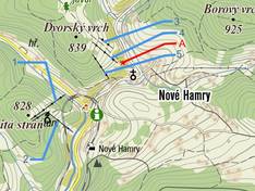 Mappa delle piste Nad Kostelem - Nové Hamry