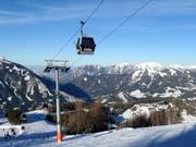 Vista dalla seggiovia Hirschkogelbahn sull’area sciistica