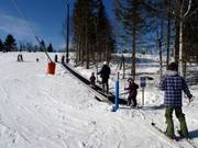 Sul tappeto mobile i più piccoli si divertono molto.