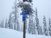 Segnaletica delle piste nell’area sciistica Whitewater