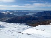 Vista dalla High Street sull’area sciistica Treble Cone con il Lago Wānaka