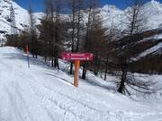 Segnaletica delle piste nell’area sciistica di Saas-Fee