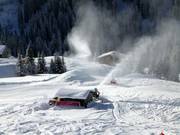 Produzione di neve con lancia e cannone