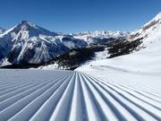 Preparazione perfetta delle piste nell’area sciistica Minschuns