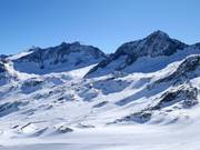 Vista dal Daunjoch sul ghiacciaio dello Stubai
