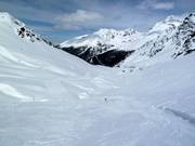 La parte rossa della discesa a valle verso Solda