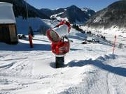 Cannone da neve sulla discesa a valle verso Alt St. Johann