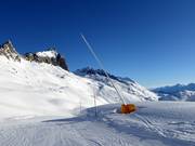 Innevamento con cannoni tra Gütsch e Lutersee