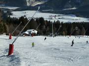 Innevamento della discesa a valle verso Mutters