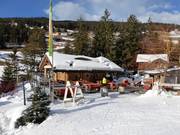 Pauli Hütte sulla pista a valle verso St. Ulrich