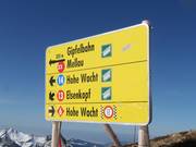 Segnaletica delle piste nell’area sciistica Damüls-Mellau