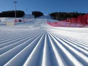 Pista perfettamente preparata nell’area sciistica Lagorai