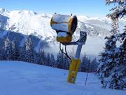 Cannone da neve sulla discesa Tannwald