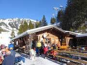 Stube con camino alla stazione a valle della Thanellerbahn a Berwang