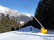 Innevamento della discesa a valle