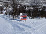 Segnaletica delle piste nell’area sciistica Tänndalen