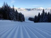 Le discese a valle sono perfettamente preparate.