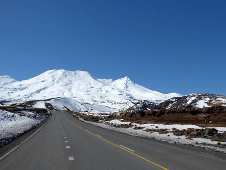 Parco Nazionale Tongariro: Accesso nei comprensori sciistici e parcheggio – Accesso, parcheggi Tūroa - Mt. Ruapehu
