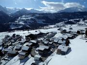 Vista su Disentis/Mustér durante la discesa a valle
