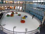 I bambini adorano i veicoli sulla pista di ghiaccio.