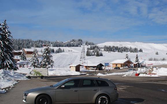 Val d'Arly: Accesso nei comprensori sciistici e parcheggio – Accesso, parcheggi Espace Diamant - Les Saisies/Notre-Dame-de-Bellecombe/Praz sur Arly/Flumet/Crest-Voland