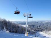 Große Almberg-Sesselbahn - 6pers.| Seggiovia ad alta velocità (ad agganciamento automatico) con cupole di protezione