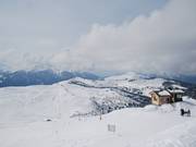 Vista dalla stazione a monte Douce su La Légette fino al Mont Bisanne