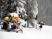 Numerosi cannoni da neve garantiscono piste bianche.